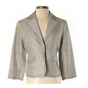 Ann Taylor LOFT Blazer size 0 Tan 100% Linen shell  collar one button clip